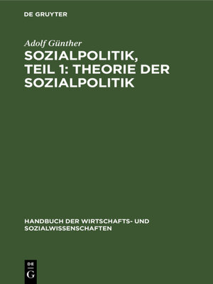 cover image of Sozialpolitik, Teil 1